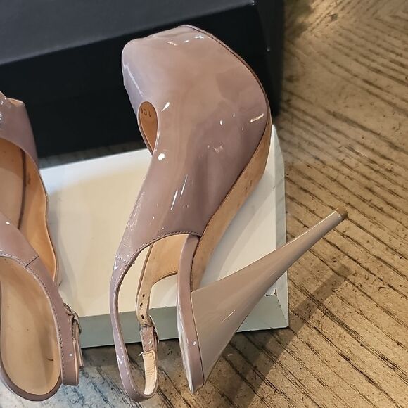 Giuseppe Zanotti Size 7.5 Nude Peep Toe Platform Heels 37.5 - Picture 11 of 15